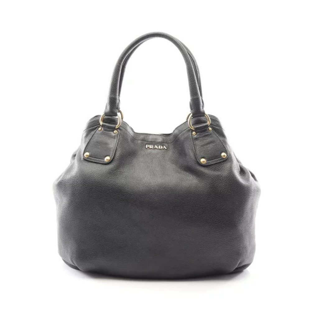 Prada black textured calfskin Leather Tote Bag
